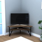 (Light Walnut) Rakuten Corner TV Stand Entertainment Center